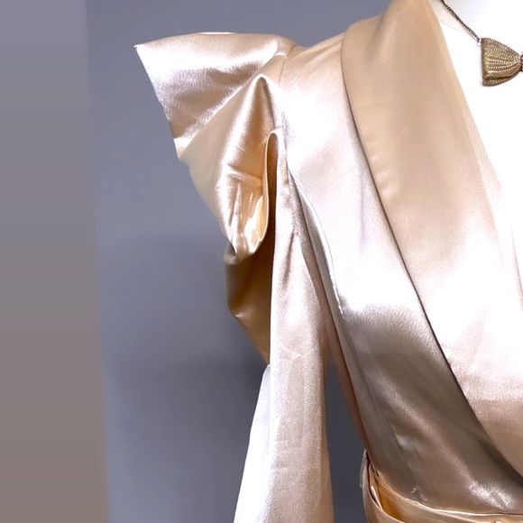 Puffy Sleeves Champagne Mini Dress perfect for ANY Party! - Picture 9 of 11